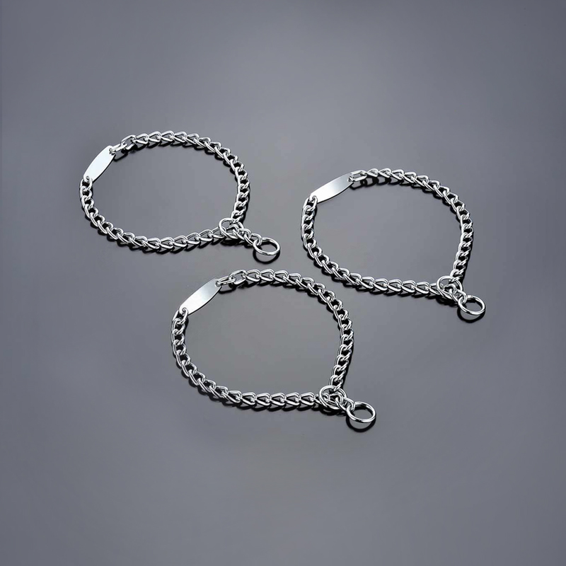 SL203 Chrome-Plated Choke Chain Collar with Brand
